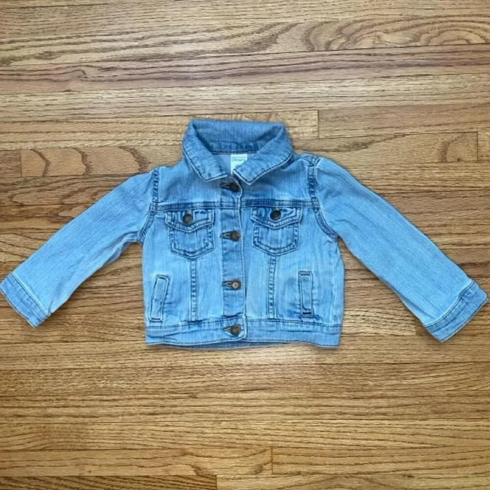 Carter's Girls Denim Jacket 18M Light Wash Snap Button Toddler Jean Coat